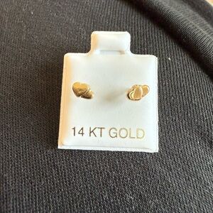 14K Gold Heart Stud Earrings